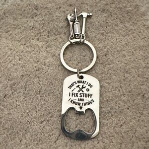 « I FIX STUFF » Silver Keychain with Tool Charms